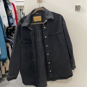 Black denim oversized shirt jacket